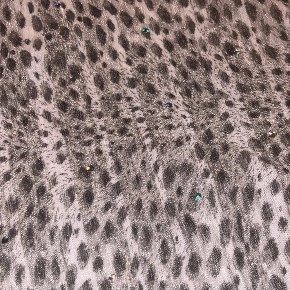 Scarf Grey/White Sheer Print with Sparkle Bling & Tassels